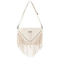 Hoce Women’s Leather Fringe Messenger Bag Large Hobo Crossbody Tassel Shoulder Bags, Gift for Mom Wife Girlfriend - color: Beige