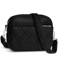 Vantamo Premium Quilted Crossbody Bags for Women with Anti-Pickpocket Clip, Vegan Leather Handbags, Travel Purses for Women - color: Black With Faux Leather Strap