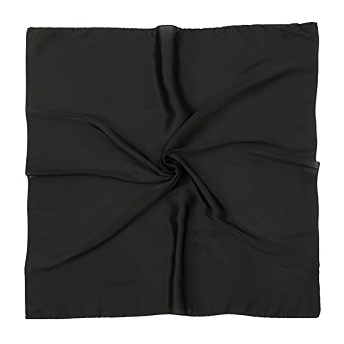 RIIQIICHY 35 Inch Head Scarf for Women Hair Scarf Like Silk Scarf Square Scarf Bandanas for Women - color: Black