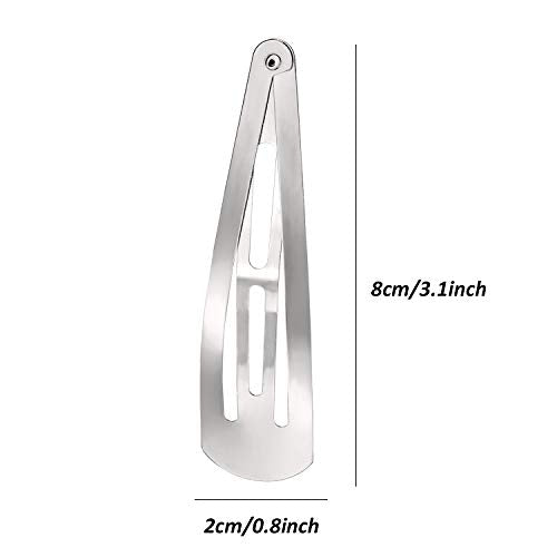 WILLBOND 30 Pieces 3.1 Inch Large Metal Snap Hair Clips Nonslip Barrettes Women Hair Accessories(Silver) - color: Silver, style: Minimalist