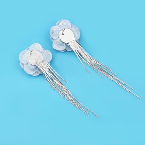 Large Denim Earrings for Women Blue Boho Westen Flower Dangle Earrings Trendy Birthday Christmas Jewelry Gift - color: A-Flower1(Silver)