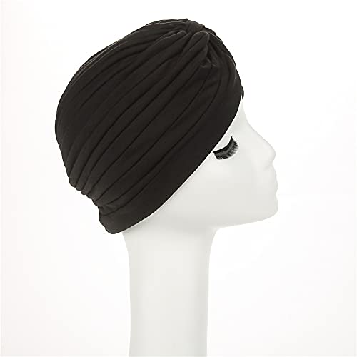 beauty YFJH Women's Cotton Turban Head Wrap Cancer Chemo Beanies Cap Headwear Cap Bonnet Hair Loss Hat - color: Black