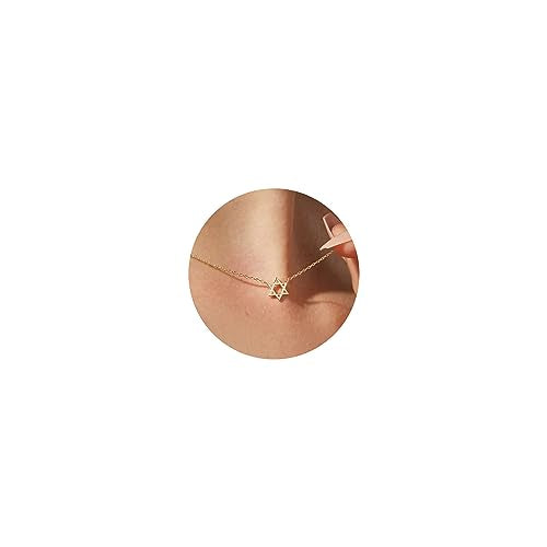 LLWOM Gold Necklace for Women-14k Gold Plated Infinity Necklace Star Of David Necklace Evil Eye Cross Pendants Heart Dainty Gold Necklace For Women - color: Gold, style: David-Gold
