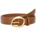 SUOSDEY Women Leather Belt for Jeans Pants, Fashion Dress Waist Belt with Gold Buckle - color: A-brown, size: M: Fit waist 32''-36''