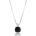 MAX + STONE Cushion Cut Gemstone Necklace | 8mm Solitaire Birthstone Necklace for Women | Gemstone Pendant Necklaces with 18 inch Box Chain - color: Onyx