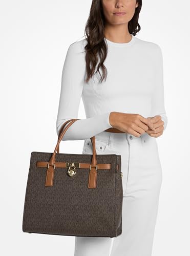 Michael Kors Women's Hamilton Satchel - color: Gold-tone Hardware/Mk Signature Coated Twill/Brown/Acorn