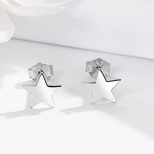 3 Pairs 925 Sterling Silver Star Stud Earrings for Women,Tiny Simple Geometric Stud Earrings Set Small Hypoallergenic Cartilage Tragus Ear Jewellery for Men (3/4/5mm) - color: 08 Silver-3Pairs-4/5/6mm