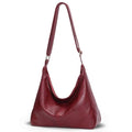 Brown Shoulder Bag for Women,Brown Leather Purse Slouchy Hobo Bags Everyday Purse Daily Commuting Bag with Zipper - color: Red