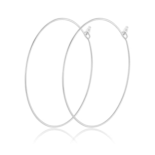 Multipack Dainty Large Thin Gold Hoop Earrings for Women Hypoallergenic Earrings Lightweight 30mm 50mm 60mm 70mm Gold/Silver/Rose Gold Hoop Earrings - style: 1 Pair_20Guage_60mm_Silver