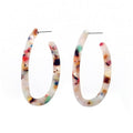 Boho Acrylic Hoop Earrings Bohemian Statement Colorful Acetate Lucite Tortoise Shell Resin Geometric Big Lightweight C Open Hoops Earrings for Women Prom Party Holiday Fashion Jewerly Gifts - color: U-shaped white
