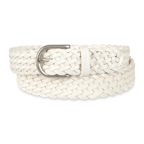 Levi's Women's Fully Adjustable Casual Leather Braided Belt for Jeans and Dresses - color: White, size: Medium
