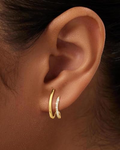 14K Gold Plated Dangle Earrings for Women Chain Dangling Long Earrings Trendy CZ/Twisted X Hoop Studs Dainty Threader Earrings Wedding Hanging Drop Dangly Minimalist Jewelry Gifts for Woman - style: 7