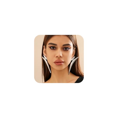 Unique Large Y2k Gold Statement Dangle Earrings for Women Exaggerated Big Irregular Oversized Silver Dangling Drop Earring Vintage Punk Jewelry Accessories - color: Silver