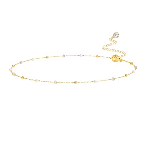 CHESKY Waist Beads for Women, Dainty 14k Gold Plated Waist Chain Beach Accessories Cute Belly Chain Body Chain Gold Chain Belts for Women Summer Beach Jewelry for Womens Gifts Rave Outfits for Womens - style: pearl beads-gold