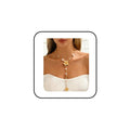 Chunky Gold Flower Necklace Boho Layered Colorful Crystal Necklace Large Floral Rhinestone Lariat Necklace Y-Shaped Long Necklace Summer Beach Fashion Jewelry Accessary for Women - color: Pearl