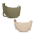 Nylon Crescent Crossbody Bag for Women Purses Trendy Men,Small Travel Sling Bag Hobo - color: Beige+green, size: Small