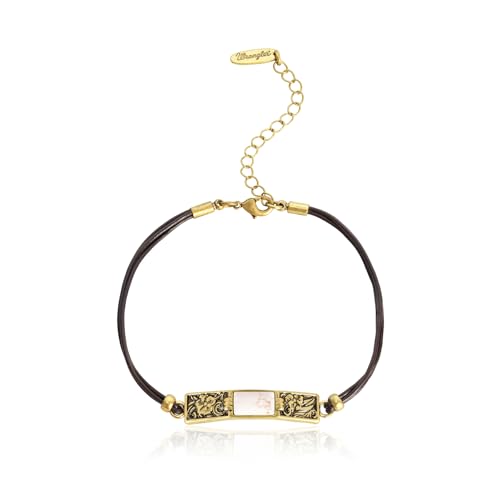 Montana West x Wrangler Faux Leather Wrap Bracelets for Women Western Country Bohemian Cowgirl Turquoise Dainty Jewelry - color: Gold-White