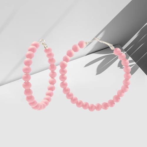 Chic Resin Beaded Hoop Earrings Colorful Candy-colored Acrylic Circular Round Dangling Boho Earrings for Women Minimalist 80S Geometric Party Jewelry - color: green