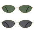 Appassal Retro Oval Sunglasses for Women Mens with Spring Hinge Sunnies AP3696 - color: A1 Gold/Grey&gold/Green