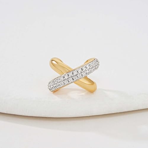 MTMY Gold Ear Cuff Earring for Women 14K Gold Plated Cubic Zirconia Non-Pierced Clip on Cartilage Chunky Ear Cuffs Hypoallergenic Jewelry - style: X