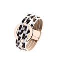 Fuqimanman2020 Circle Charm Leather Wrap Bracelet Boho Handmade Layered Cuff Bracelets for Women Teen Bohemian Multi Strand Bangle Bracelets Holiday Jewelry - color: black white