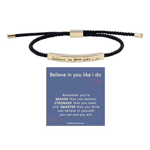 LINY Inspirational Gifts for Women Men, Dont Let The Hard Days Win Gifts, Motivational Inspirational Tube Bracelets Friendship Birthday Meaningful Gift for Friends Female - color: Believe in you like i do Black+Gold