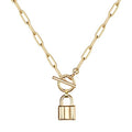 Turandoss 14K-Gold-Plated Necklaces for Women - Lock Evil Eye Medallion Vintage Coin Necklace Bee Sun Moon Shell Chain Necklace Layered Paperclip Chain Necklaces for Women Jewelry Gifts - style: "1-Lock Link Choker