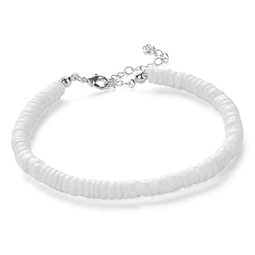 Fesciory Puka Shell Anklet for Women Summer Natural Cowrie Adjustable Ankle Bracelet, Handmade Boho Hawaiian Beach Seashell Jewelry - color: A2:Puka Shell Anklet