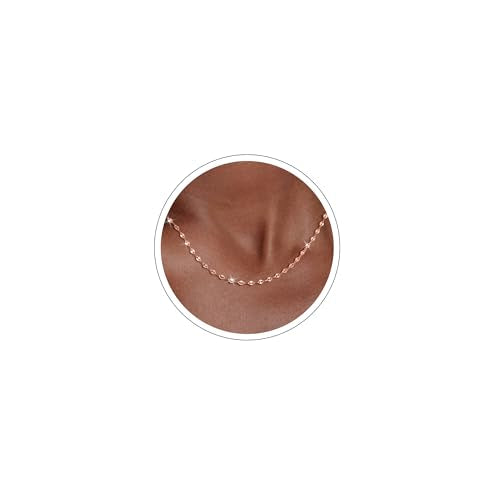 Carffordo 925 Sterling Silver Chain Necklace Link Chain Necklace for Women Simple Dainty 16K Gold Plated Necklace for Women Minimalist Waterproof Silver Necklace Trendy Jewelry Gifts - color: Rose Gold, size: 16 Inches (Women's Choker Length)