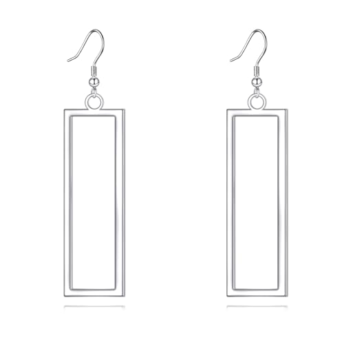 POPLYKE Sterling Silver/Rose Gold/Gold Plated Large Hoop Earrings Circle Dangle Drop Earrings for Women 40 50 60 70 80mm - color: Rectangle, size: 50mm