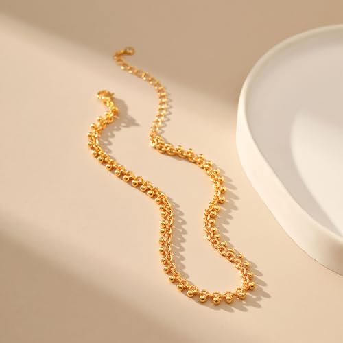 Yumikoo 18k Gold Plated Anklet Ankle Bracelets for Women - style: Gold beads string