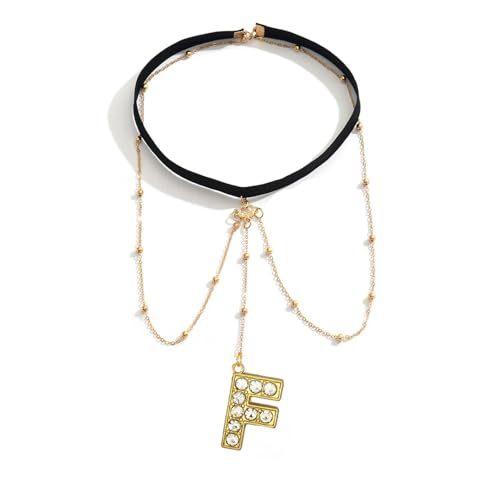 Letter Initial Leg Chain Thigh Jewelry for Women Summer Beach Bead Leg Chain Name Elegant Elastic Body Chain Jewelry - color: F
