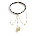 Letter Initial Leg Chain Thigh Jewelry for Women Summer Beach Bead Leg Chain Name Elegant Elastic Body Chain Jewelry - color: F