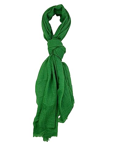 Humble Hilo Womens Woven Bohemian Style Gauze Scarf,Shawl, Head Wrap Fringed Edge Lightweight, Long Folds Small - color: Lime