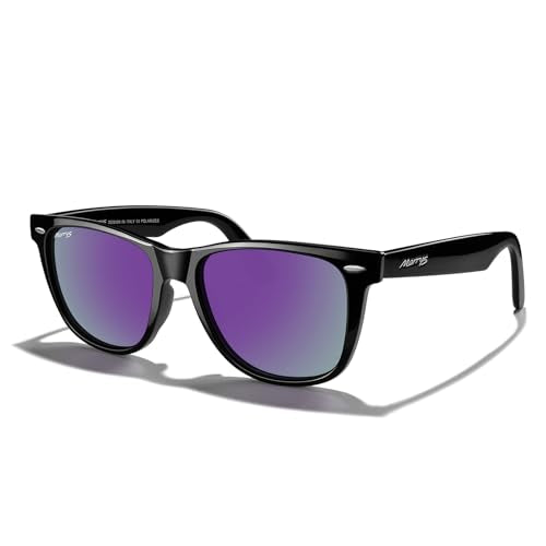MERRY'S Classic Square Shape Polarized Sunglasses for Womens Mens Retro Designer UV400 Sun Glasses S6140 - color: Black Frame/Purple Mirror Lens