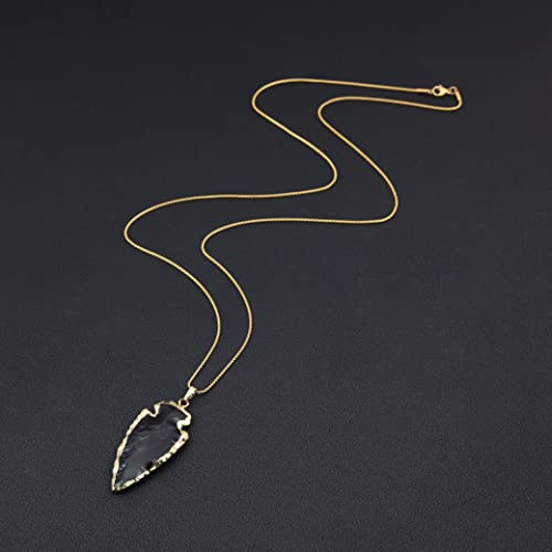 COAI Arrowhead Pendant Black Obsidian Raw Crystal Necklace for Men Women 20-32" - style: Bigger Arrowhead Pendant