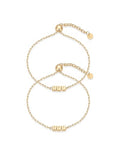 PAVOI 14K Gold Plated Friendship Matching Adjustable Bracelets for Women | Gold Best Friends Bracelet Set | BFF ILYSM Bracelet Pack - style: BFF