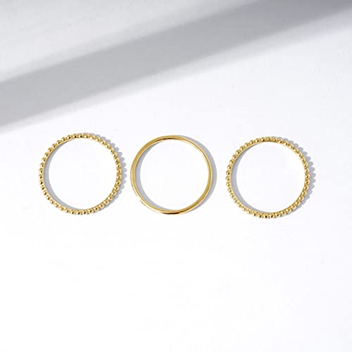 Amazon Essentials 14K Gold or Rhodium Plated Sterling Silver Stacking Ring Set of 3 - color: Yellow Gold, size: 7