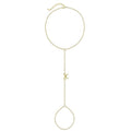 Gokeey Gold Hand Chain Bracelet for Women Trendy, Dainty 14k Gold Plated Ring Bracelet Hand Chain Finger Ring Slave Cuff Bracelet Cubic Zircon Hand Jewelry for Women Accessories - style: cute Bow hand chain