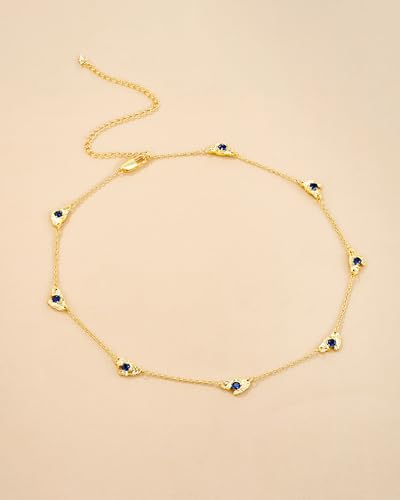 SNGIA Gold Plated Colorful Charm Necklace for Women Adjustable Shell Pearl Crystal Beaded Gemstone Dainty Layering Statement Necklace Gift