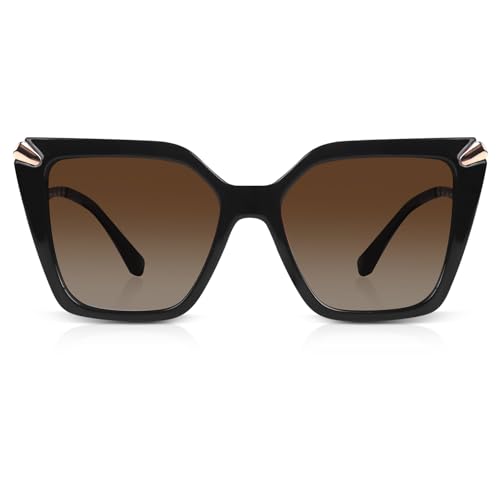 DrRelax Big Square Sunglasses Womens Retro Polarized Sun Glasses with Metal UV 400 Protection - color: Black/ Gradient Brown