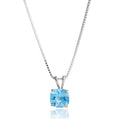 MAX + STONE 925 Sterling Silver Cushion Cut Birthstone Necklace for Women | 6mm Hypoallergenic Solitaire Necklace | Gemstone Pendant Necklaces with 18 inch Box Chain - color: Swiss Blue Topaz
