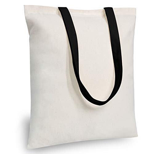TOPDesign 5-Pack Economical Cotton Tote Bag, Lightweight Medium Reusable Grocery Shopping Cloth Bags, Suitable for DIY, Advertising, Promotion, Gift, Activity - color: Black/Natural, size: Medium