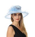 SAFERIN Women's Organza Church Fascinator Bridal Tea Party Wedding Hat - color: Sz-light Blue