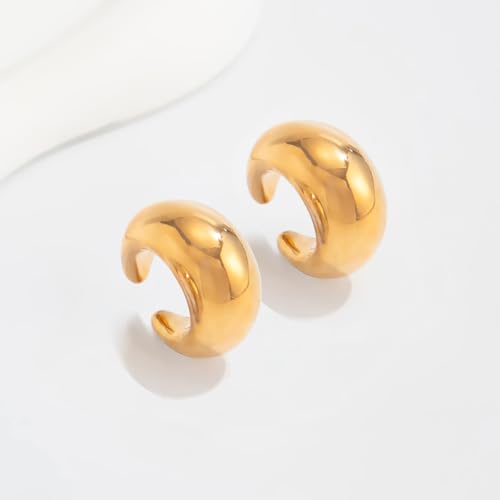 Ear Cuffs Non Piercing Chunky Water Droplet Ear Cuff Earrings for Women Trendy Clip on Cartilage Simple C-Shaped Diamond Studded Ear Clip Jewelry Best Gifts 2026 - color: C-Gold