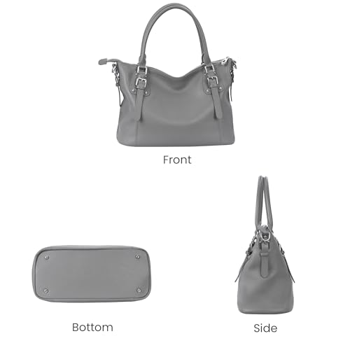 HESHE Genuine Leather Purses and Handbags for Women Tote Shoulder Bag Satchel Purse Top Handle Bags Hobo Crossbody Purse - color: Grey, size: Large
