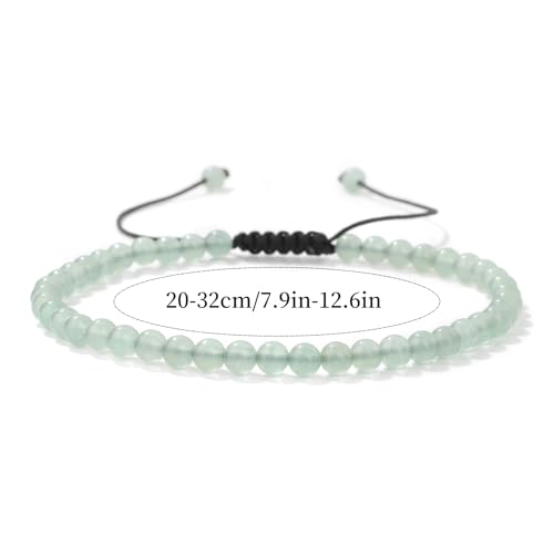 Lit Wall Crystal Anklets for Women Handmade Beach Boho Ankle Bracelet 4mm Adjustable Beaded Ankle Bracelet Waterproof Natural Stone Anklet Plus Size Anklets Gemstone Anklet Jewelry Gift for Her - style: Jade