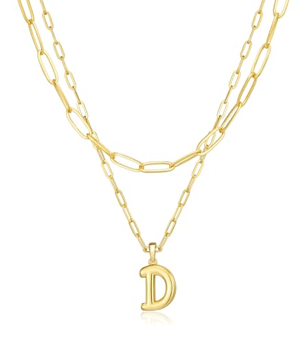 adoyi Dainty Heart Initial Necklaces 14K Gold Plated Layered Letter A-Z Pendant Necklace Stack Trendy Jewelry Birthday Valentines Gifts for Women Jewelry - color: Gold-Letter, style: D