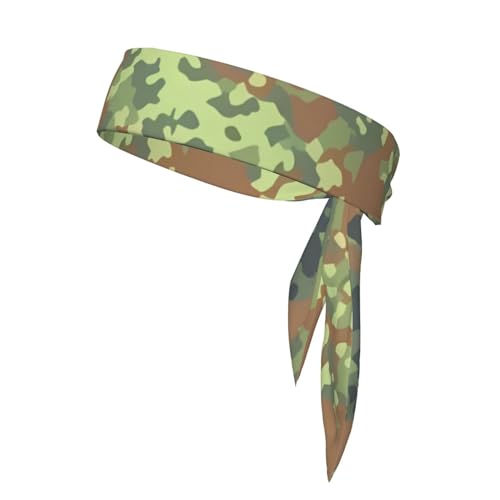 Sports Head Tie Westie Dogs Beach Summer Tropical Tie Sweatband Headband Men Women Elastic Bandana Adjustable Non-Slip Moisture Wicking for Running Football Yoga Workout Athletic Hair Ninja Head Band - color: German Bundeswehr Flecktarn Camo