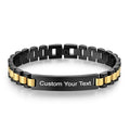 Custom Mens Bracelet Personalized Watch Band Engraved Name Bracelets for Men Customized ID Cuff Wristband Gift for Dad Husband - style: Black&Gold-1.0cm